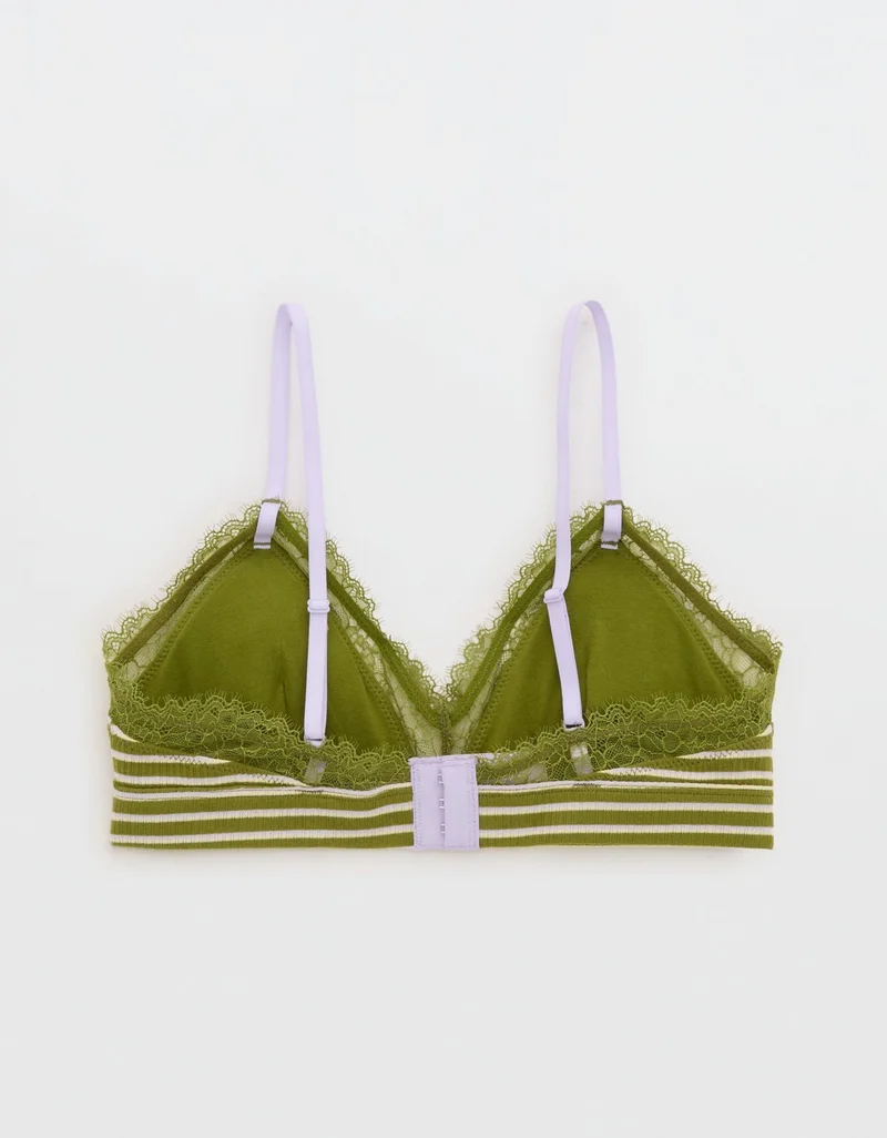 Aerie  Aerie Superchill Cotton Rib Lace Trim Triangle Bralette for Women | Best Price UAE